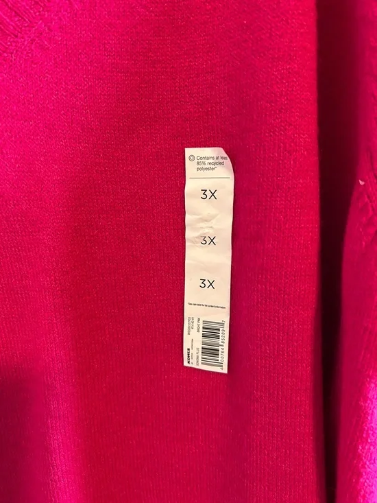 Sonoma Goods For Life 3x Lightweight V-Neck Bright Pink Soft Knit Sweater - Picture 4 of 12